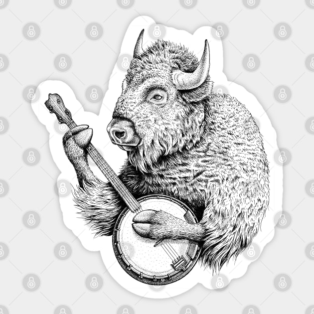 Banjo Bison Sticker by HabbyArt